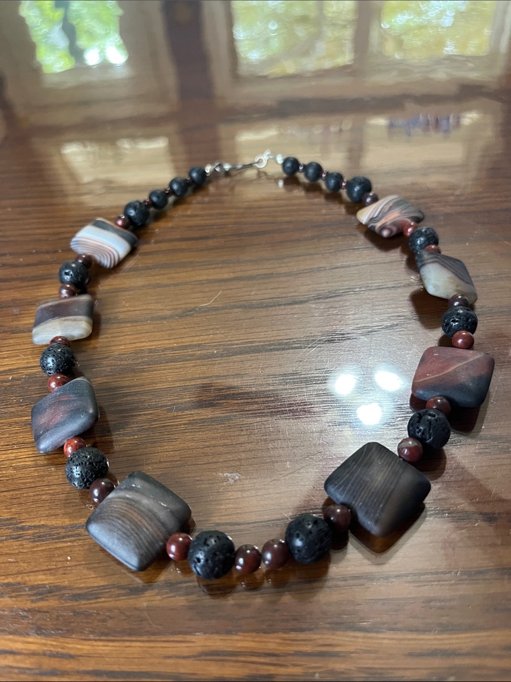Agate and lava rock Beaded Women's Necklace